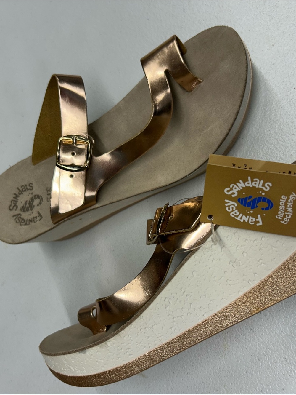 Fantasy Rose Gold Platform Sandals with Buckle Strap